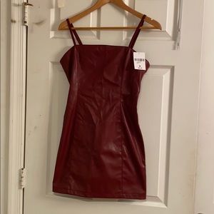 Burgundy leather dress